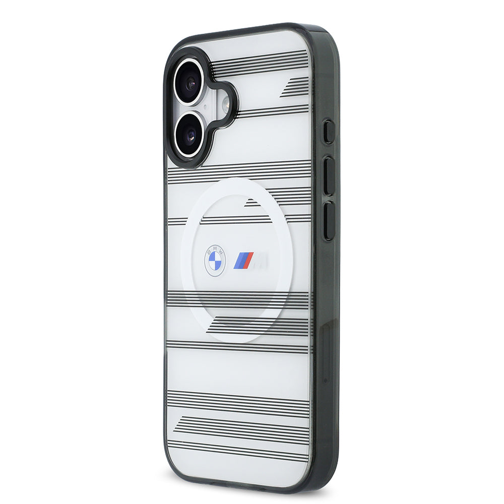 iPhone 17 Kılıf BMW Orjinal Lisanslı M-safe Şarj Özellikli Metal Kamera Butonlu Yatay Şeritli M Dizayn Kapak