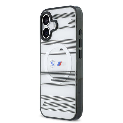 iPhone 17 Kılıf BMW Orjinal Lisanslı M-safe Şarj Özellikli Metal Kamera Butonlu Yatay Şeritli M Dizayn Kapak