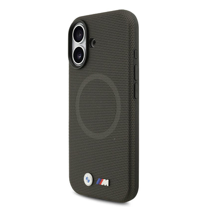 iPhone 17 Kılıf BMW Orjinal Lisanslı M-safe Şarj Özellikli Metal Logolu Delikli M Dizayn Deri Kapak