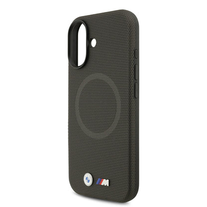 iPhone 17 Kılıf BMW Orjinal Lisanslı M-safe Şarj Özellikli Metal Logolu Delikli M Dizayn Deri Kapak