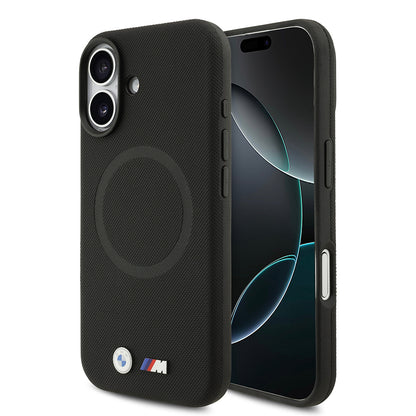 iPhone 17 Kılıf BMW Orjinal Lisanslı M-safe Şarj Özellikli Metal Logolu Delikli M Dizayn Deri Kapak