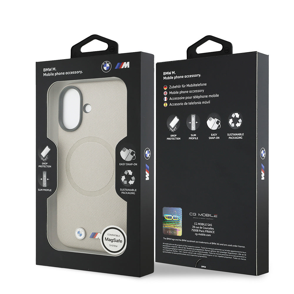 iPhone 17 Kılıf BMW Orjinal Lisanslı M-safe Şarj Özellikli Metal Logolu Delikli M Dizayn Deri Kapak