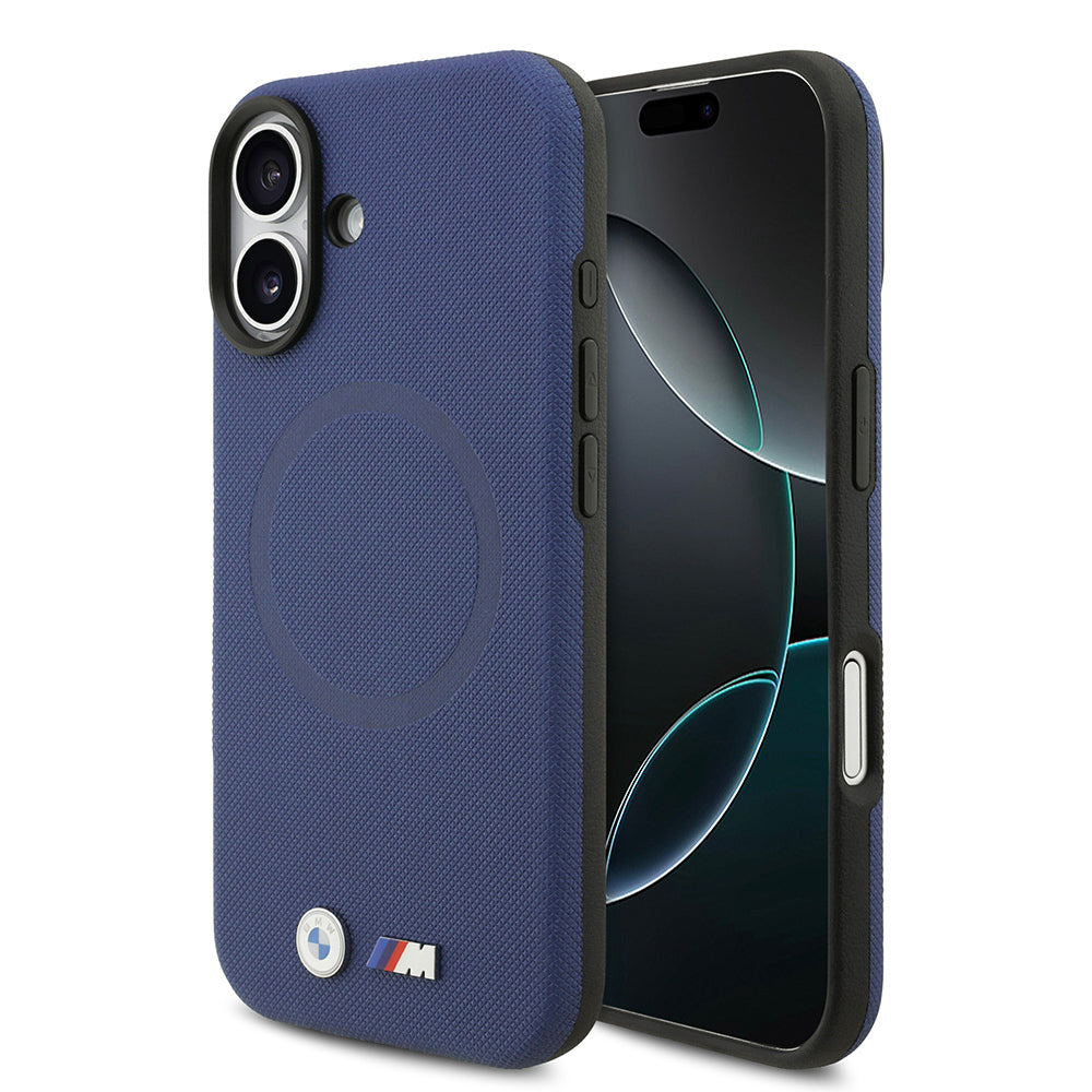 iPhone 17 Kılıf BMW Orjinal Lisanslı M-safe Şarj Özellikli Metal Logolu Delikli M Dizayn Deri Kapak
