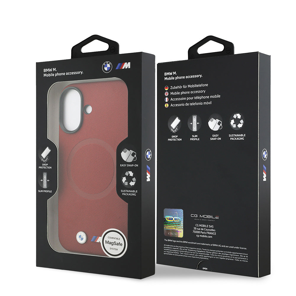 iPhone 17 Kılıf BMW Orjinal Lisanslı M-safe Şarj Özellikli Metal Logolu Delikli M Dizayn Deri Kapak