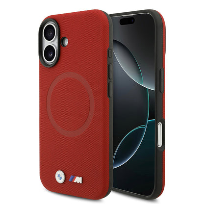 iPhone 17 Kılıf BMW Orjinal Lisanslı M-safe Şarj Özellikli Metal Logolu Delikli M Dizayn Deri Kapak