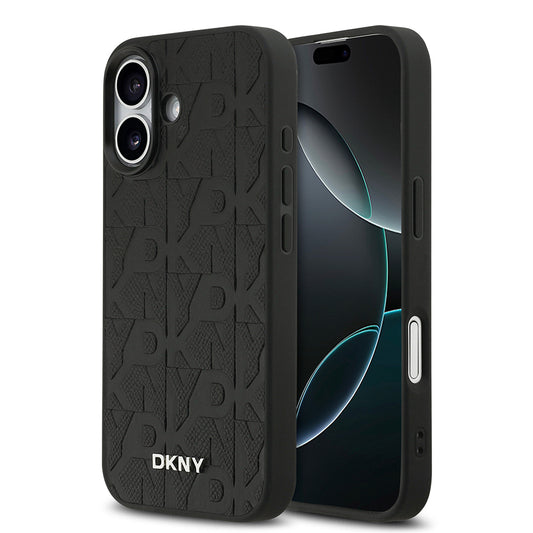 iPhone 17 Kılıf DKNY Orjinal Lisanslı M-safe Şarj Özellikli 3D Yazılı Grid Pattern Kapak