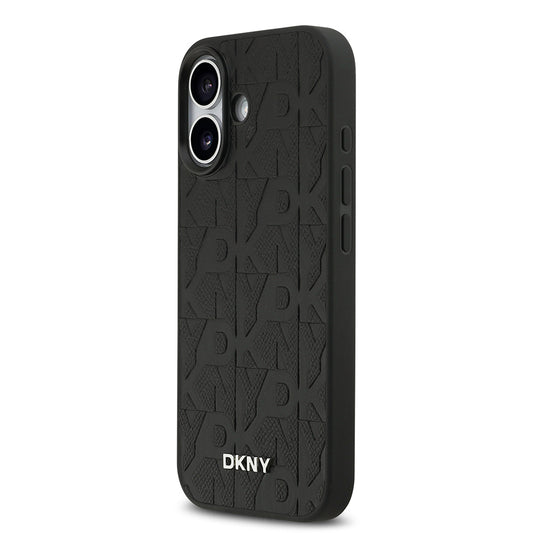 Apple iPhone 17 Kılıf DKNY Orjinal Lisanslı M-safe Şarj Özellikli 3D Yazılı Grid Pattern Kapak