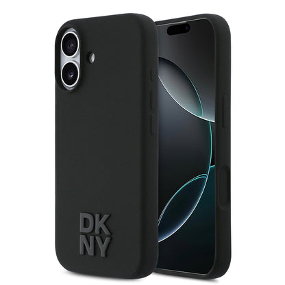 iPhone 17 Kılıf DKNY Orjinal Lisanslı M-safe Şarj Özellikli Metal Logolu Silikon Kapak