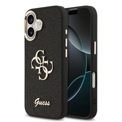 iPhone 17 Kılıf Guess Orjinal Lisanslı 4G Büyük Metal Kamera Çerçeveli ve Logolu Glitter Kapak
