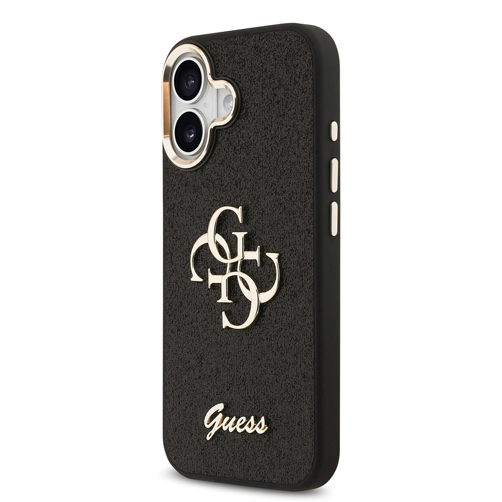 iPhone 17 Kılıf Guess Orjinal Lisanslı 4G Büyük Metal Kamera Çerçeveli ve Logolu Glitter Kapak