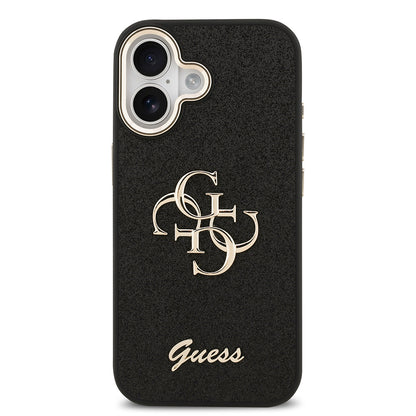iPhone 17 Kılıf Guess Orjinal Lisanslı 4G Büyük Metal Kamera Çerçeveli ve Logolu Glitter Kapak