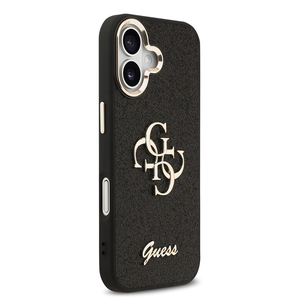 iPhone 17 Kılıf Guess Orjinal Lisanslı 4G Büyük Metal Kamera Çerçeveli ve Logolu Glitter Kapak