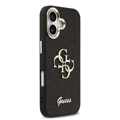 iPhone 17 Kılıf Guess Orjinal Lisanslı 4G Büyük Metal Kamera Çerçeveli ve Logolu Glitter Kapak
