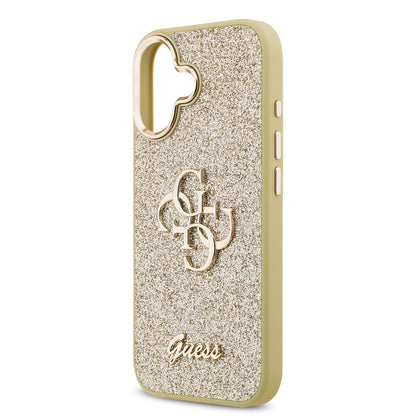 iPhone 17 Kılıf Guess Orjinal Lisanslı 4G Büyük Metal Kamera Çerçeveli ve Logolu Glitter Kapak