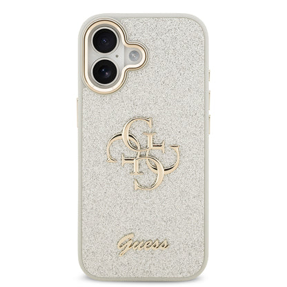 iPhone 17 Kılıf Guess Orjinal Lisanslı 4G Büyük Metal Kamera Çerçeveli ve Logolu Glitter Kapak