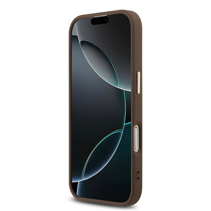 iPhone 17 Kılıf Guess Orjinal Lisanslı Gold Metal Kamera Çerçeveli 4G Desenli Metal Büyük 4G ve Yazı Logolu Kapak