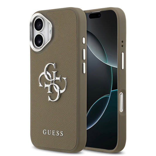iPhone 17 Kılıf Guess Orjinal Lisanslı Grained 4G Metal Büyük Logolu Kapak