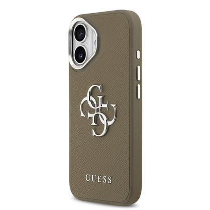 iPhone 17 Kılıf Guess Orjinal Lisanslı Grained 4G Metal Büyük Logolu Kapak