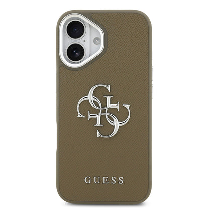 iPhone 17 Kılıf Guess Orjinal Lisanslı Grained 4G Metal Büyük Logolu Kapak