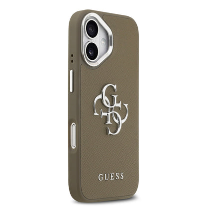 iPhone 17 Kılıf Guess Orjinal Lisanslı Grained 4G Metal Büyük Logolu Kapak