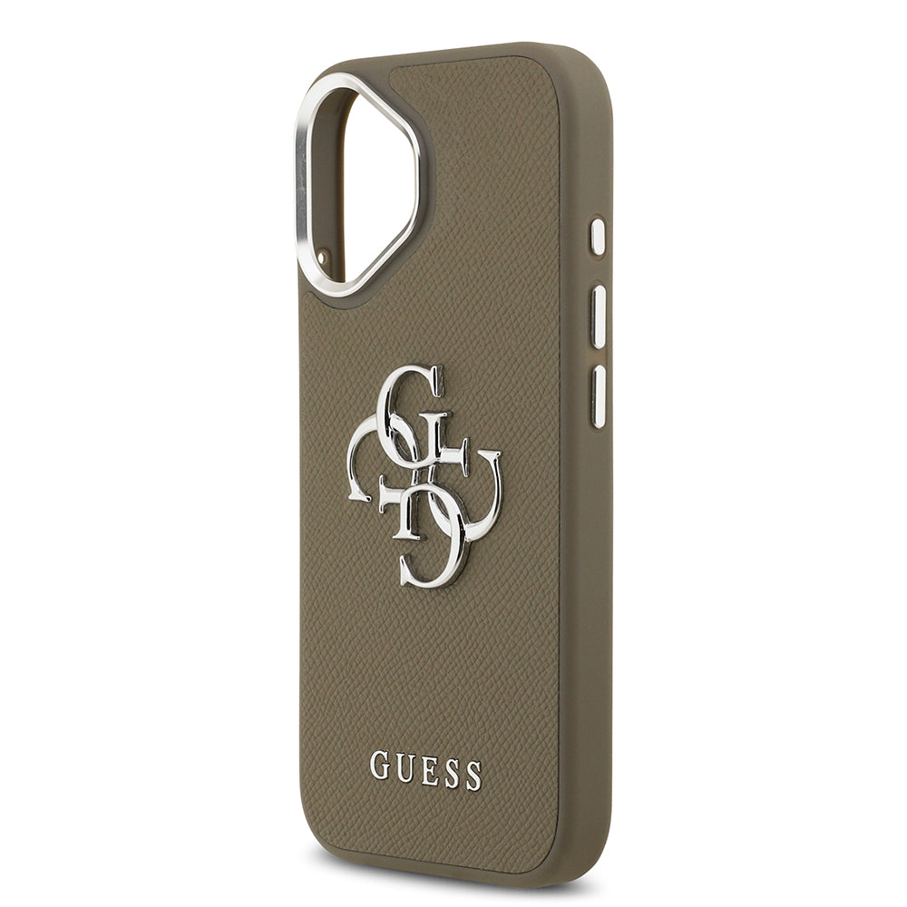 iPhone 17 Kılıf Guess Orjinal Lisanslı Grained 4G Metal Büyük Logolu Kapak