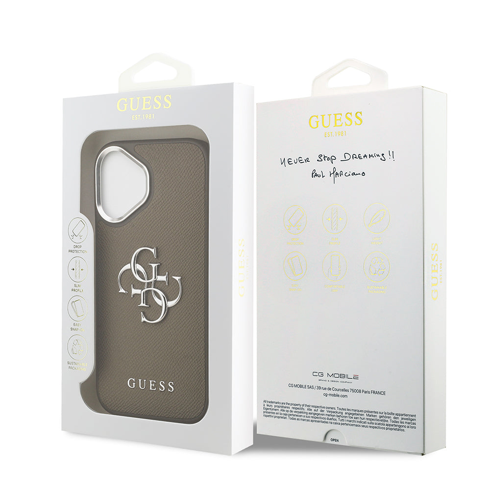 iPhone 17 Kılıf Guess Orjinal Lisanslı Grained 4G Metal Büyük Logolu Kapak