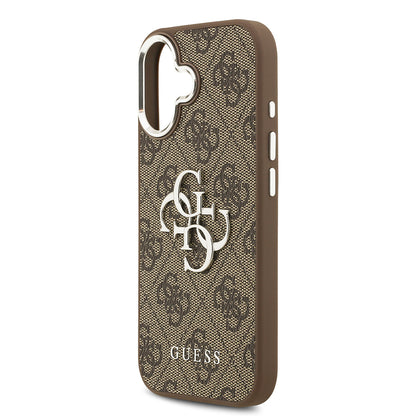 iPhone 17 Kılıf Guess Orjinal Lisanslı Gümüş Metal Kamera Çerçeveli 4G Desenli Metal Büyük 4G ve Yazı Logolu Kapak