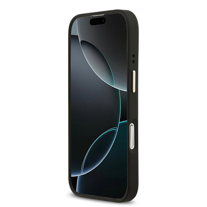 iPhone 17 Kılıf Guess Orjinal Lisanslı M-safe Şarj Özellikli 4G Desenli PU Metal Plaka Klasik Logolu Kapak