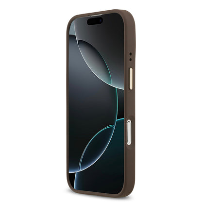 iPhone 17 Kılıf Guess Orjinal Lisanslı M-safe Şarj Özellikli 4G Desenli PU Metal Plaka Klasik Logolu Kapak