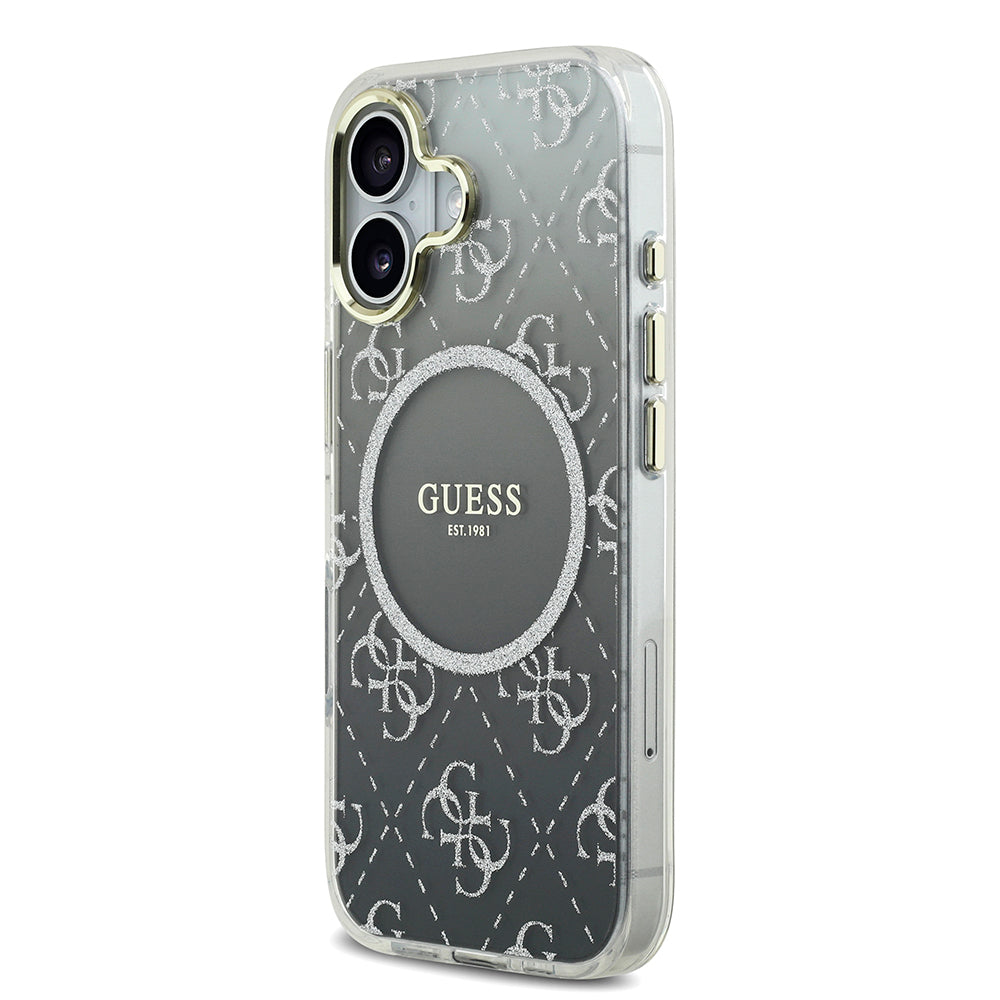 iPhone 17 Kılıf Guess Orjinal Lisanslı M-safe Şarj Özellikli 4G Desenli Simli Silikon Kapak