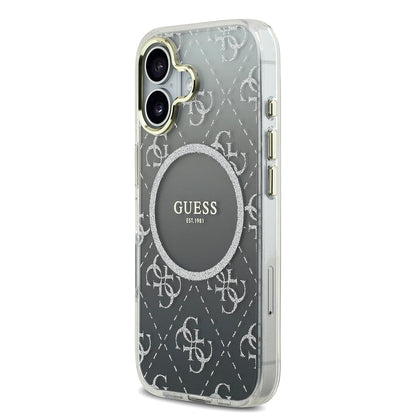 iPhone 17 Kılıf Guess Orjinal Lisanslı M-safe Şarj Özellikli 4G Desenli Simli Silikon Kapak