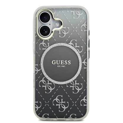 iPhone 17 Kılıf Guess Orjinal Lisanslı M-safe Şarj Özellikli 4G Desenli Simli Silikon Kapak