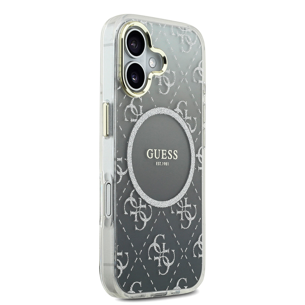 iPhone 17 Kılıf Guess Orjinal Lisanslı M-safe Şarj Özellikli 4G Desenli Simli Silikon Kapak
