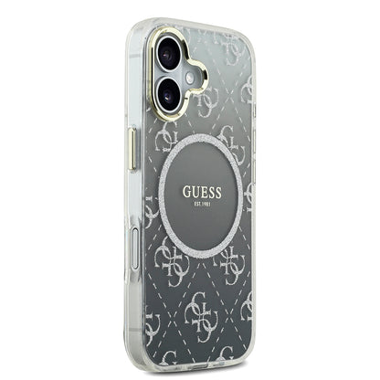 iPhone 17 Kılıf Guess Orjinal Lisanslı M-safe Şarj Özellikli 4G Desenli Simli Silikon Kapak