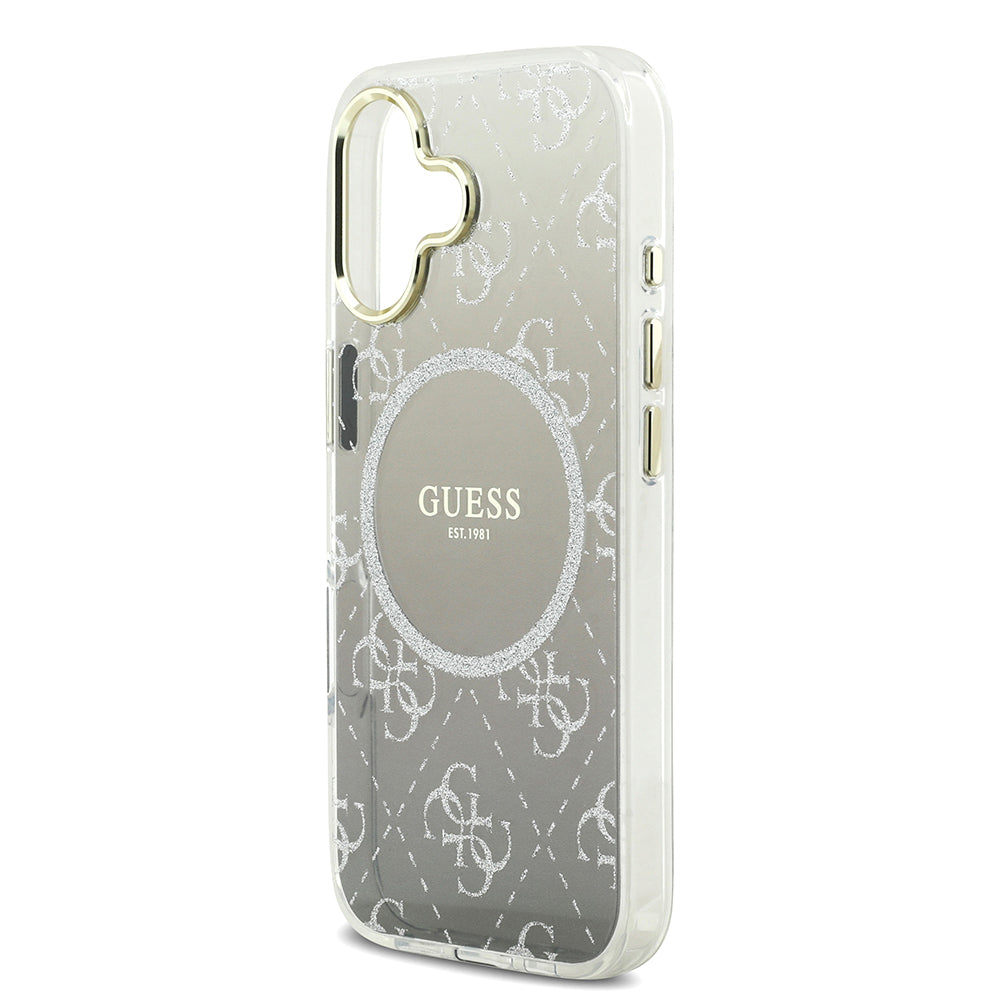 iPhone 17 Kılıf Guess Orjinal Lisanslı M-safe Şarj Özellikli 4G Desenli Simli Silikon Kapak
