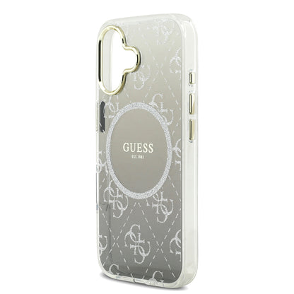 iPhone 17 Kılıf Guess Orjinal Lisanslı M-safe Şarj Özellikli 4G Desenli Simli Silikon Kapak