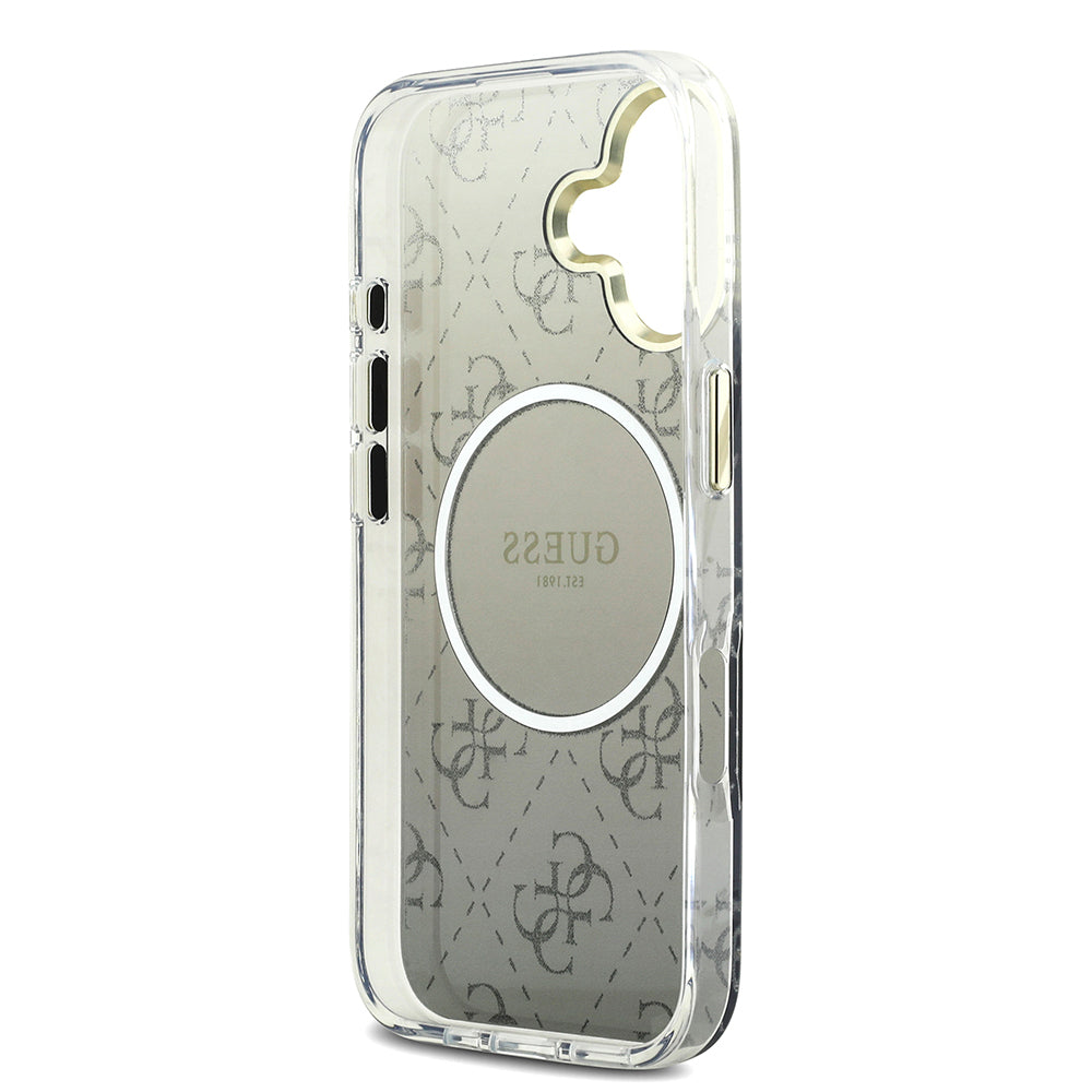 iPhone 17 Kılıf Guess Orjinal Lisanslı M-safe Şarj Özellikli 4G Desenli Simli Silikon Kapak