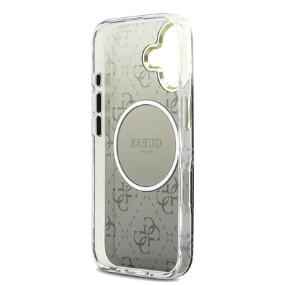 iPhone 17 Kılıf Guess Orjinal Lisanslı M-safe Şarj Özellikli 4G Desenli Simli Silikon Kapak
