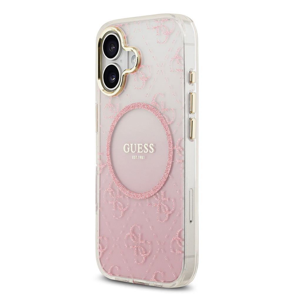 iPhone 17 Kılıf Guess Orjinal Lisanslı M-safe Şarj Özellikli 4G Desenli Simli Silikon Kapak
