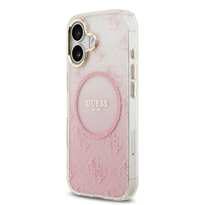 iPhone 17 Kılıf Guess Orjinal Lisanslı M-safe Şarj Özellikli 4G Desenli Simli Silikon Kapak