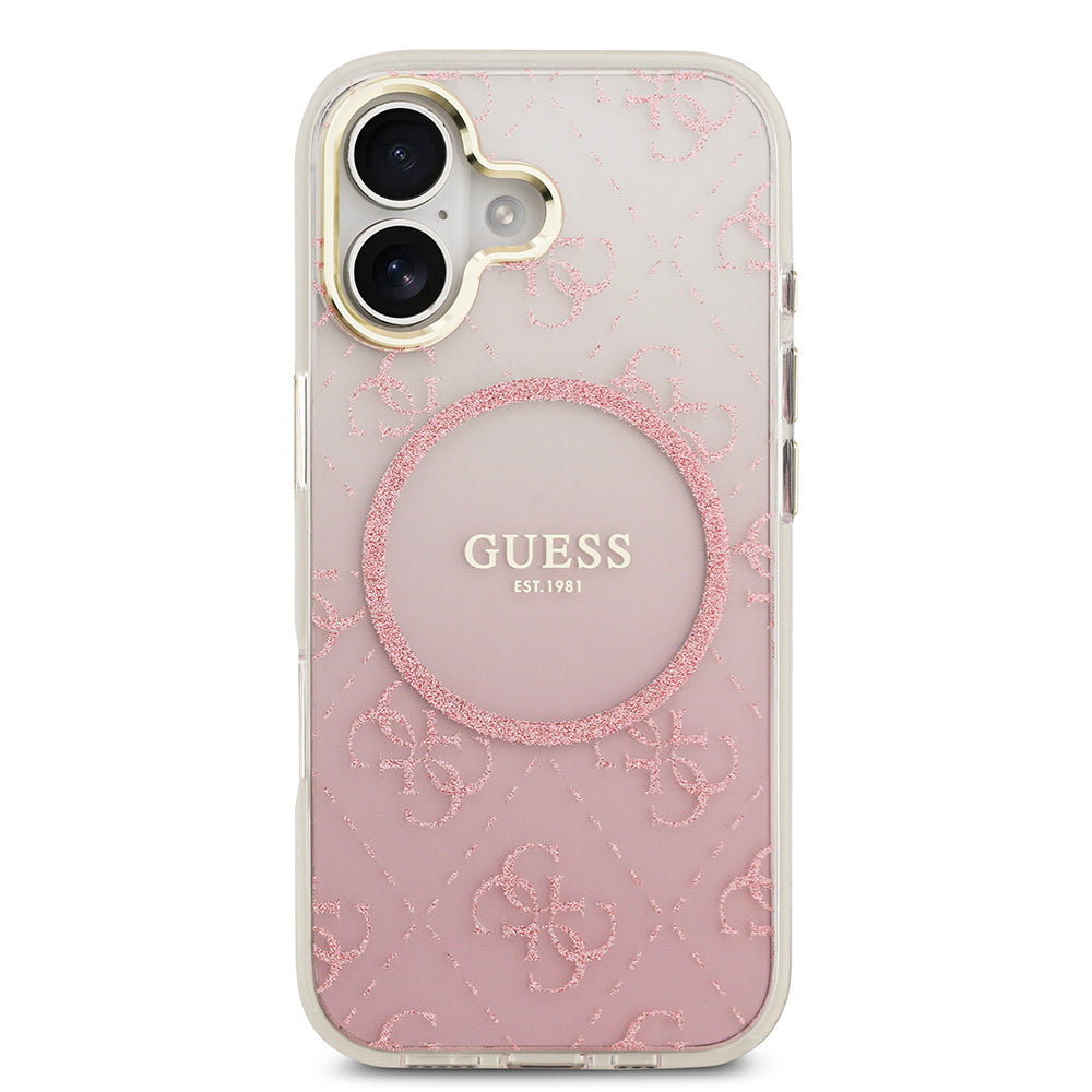 iPhone 17 Kılıf Guess Orjinal Lisanslı M-safe Şarj Özellikli 4G Desenli Simli Silikon Kapak