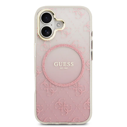 iPhone 17 Kılıf Guess Orjinal Lisanslı M-safe Şarj Özellikli 4G Desenli Simli Silikon Kapak