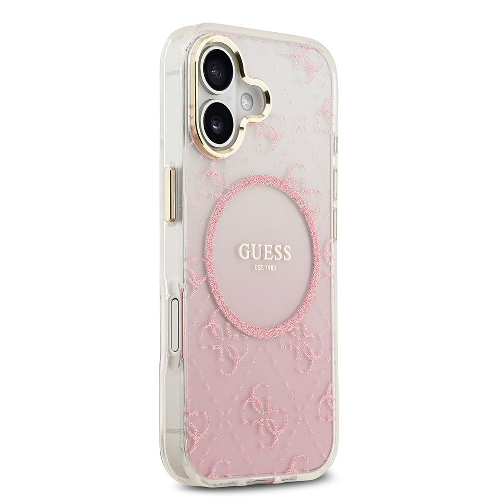 iPhone 17 Kılıf Guess Orjinal Lisanslı M-safe Şarj Özellikli 4G Desenli Simli Silikon Kapak