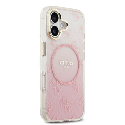 iPhone 17 Kılıf Guess Orjinal Lisanslı M-safe Şarj Özellikli 4G Desenli Simli Silikon Kapak