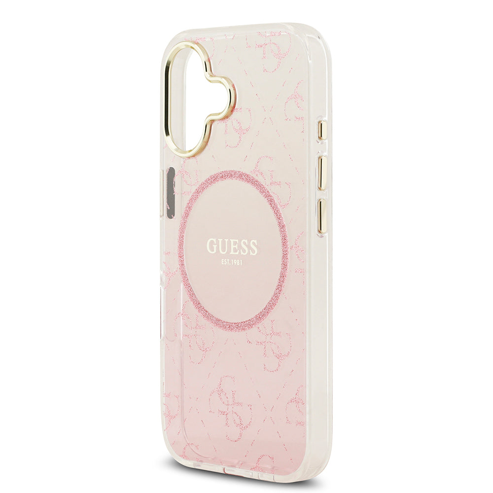 iPhone 17 Kılıf Guess Orjinal Lisanslı M-safe Şarj Özellikli 4G Desenli Simli Silikon Kapak