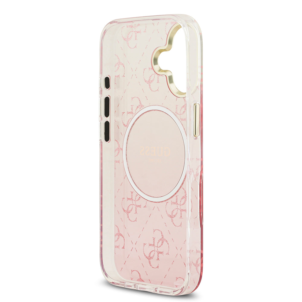 iPhone 17 Kılıf Guess Orjinal Lisanslı M-safe Şarj Özellikli 4G Desenli Simli Silikon Kapak