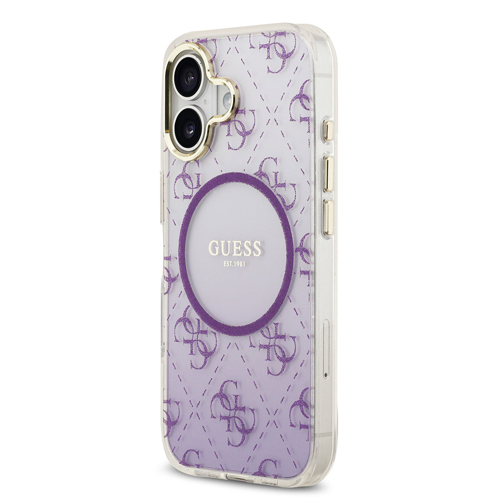 iPhone 17 Kılıf Guess Orjinal Lisanslı M-safe Şarj Özellikli 4G Desenli Simli Silikon Kapak