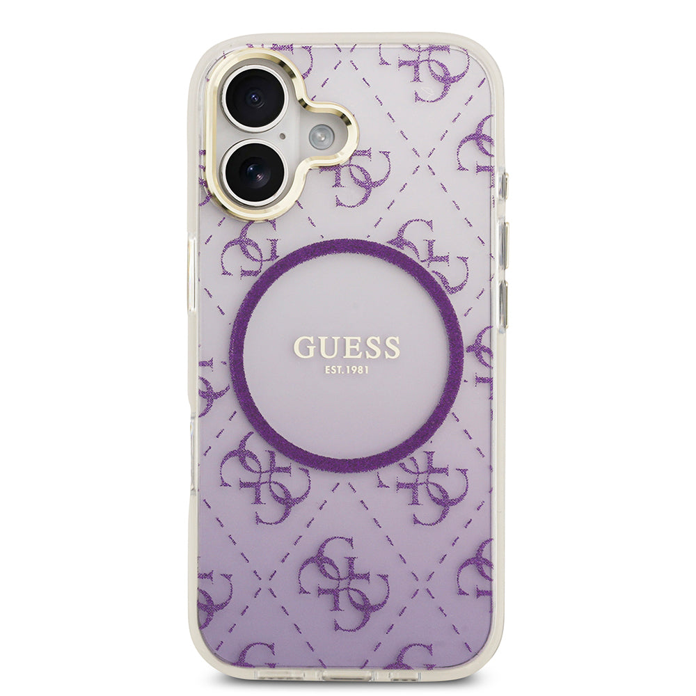 iPhone 17 Kılıf Guess Orjinal Lisanslı M-safe Şarj Özellikli 4G Desenli Simli Silikon Kapak