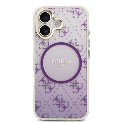 iPhone 17 Kılıf Guess Orjinal Lisanslı M-safe Şarj Özellikli 4G Desenli Simli Silikon Kapak
