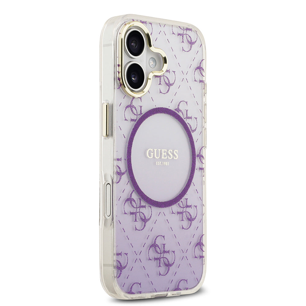 iPhone 17 Kılıf Guess Orjinal Lisanslı M-safe Şarj Özellikli 4G Desenli Simli Silikon Kapak